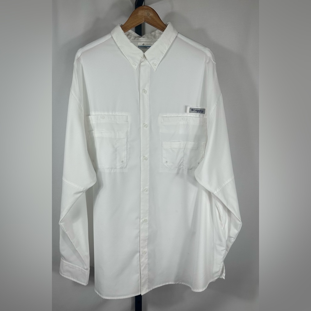 NEW Columbia Men's XXL PFG long sleeve Omni-Shade Fishing shirt in White